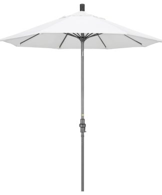 7.5' Grey Collar Tilt Crank Aluminum Umbrella, Natural Sunbrella