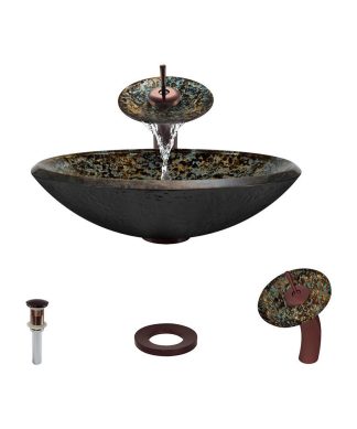 634 Vessel Sink, Oil Rubbed Bronze, Waterfall Faucet