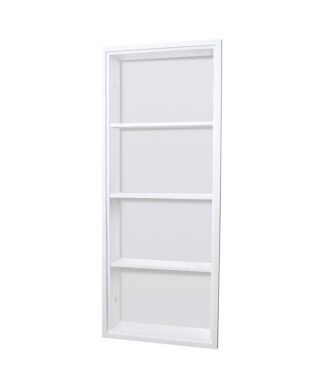 14x36 Recessed Sloane Wall Niche, White With Beadboard Back 3 Shelves