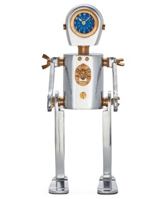 Vintage Style Adjustable Retro Robot Desk Clock Sturdy Table Standing Sitting