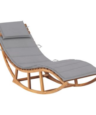 vidaXL Solid Acacia Wood Rocking Sun Lounger with Cushion Outdoor Sunlounger