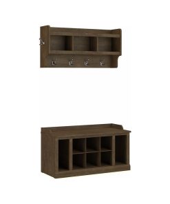 Woodland Shoe Storage Bench with Wall Mounted Shelf in Ash - Engineered Wood