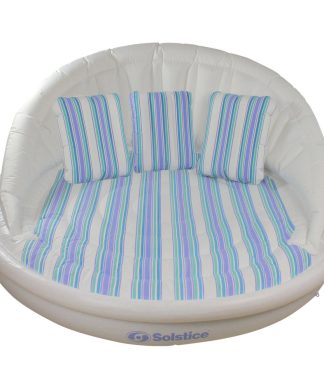 70-Inches Inflatable White and Blue Striped Floating Swimming Pool Sofa Lounge