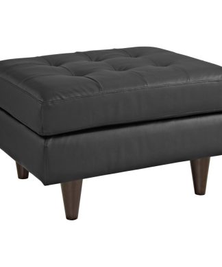 Empress Bonded Leather Ottoman, Black