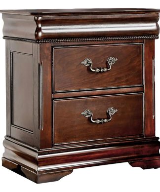 Wooden 3 Drawers Nightstand, Cherry Finish