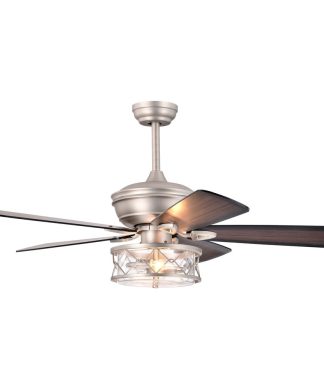 52 in Modern Ceiling fan with Remote Control in Matte Black,Brushed Nickel, Brus