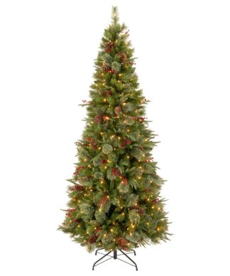 7 1/2' " Feel-Real" Colonial Slim Hinged Tree With 400 Clear Lights