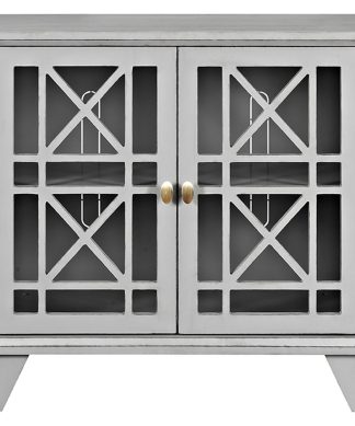 32" Gwen Fretwork Accent Console, Gray