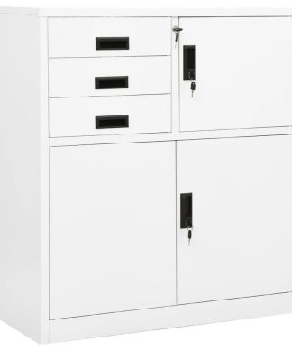vidaXL Office Cabinet White 40.2" Steel Office File Storage Cabinet Furniture