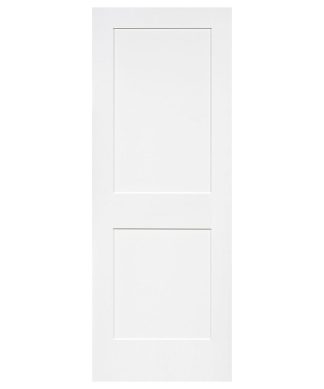 2-Panel Kimberly Bay Door, Interior Slab Shaker, White, 1.375"x24"x80"