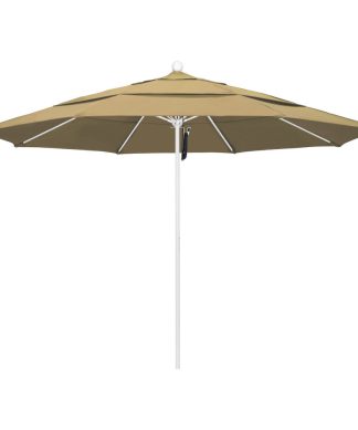 11 Foot Olefin Fabric Aluminum Pulley Lift Patio Market Umbrella, White Pole