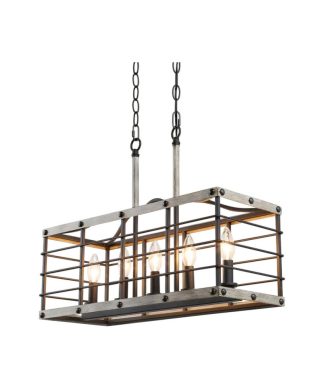 5-Light Farmhouse Metal Linear Chandeliers Kitchen Island Lighting