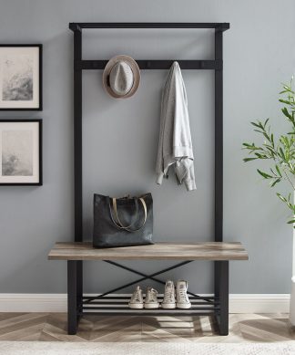 72" Urban Blend Hall Tree, Gray Wash