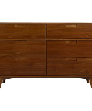 6 Drawer Mid Century Modern Wood Dresser, Walnut