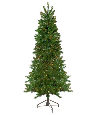 7.5' Pre-Lit Canadian Pine Artificial Christmas Wall Tree, Multi Lights