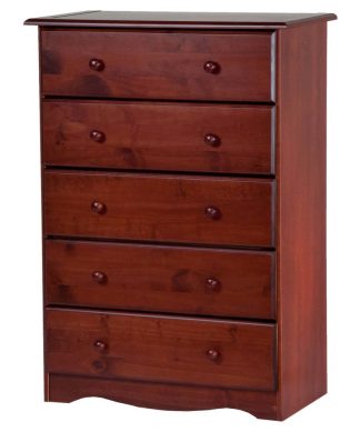 100% Solid Wood 5-Drawer Chest, Mahogany