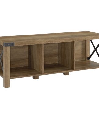 48" Farmhouse Wood and Metal Entry Bench, Reclaimed Barnwood