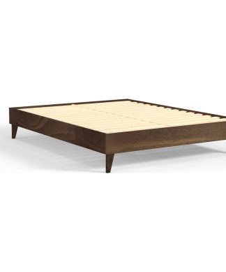Wooden Platform Bed Frame - Multiple Finishes Available, Walnut, Queen