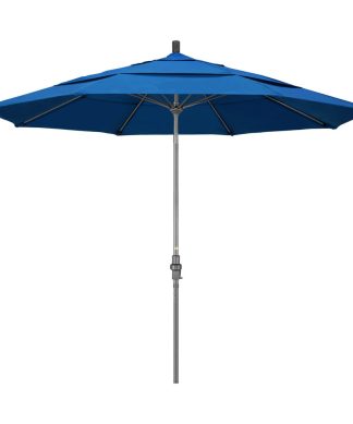 11' Grey Collar Tilt Crank Aluminum Umbrella, Pacific Blue Pacifica