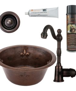 16" Round Copper Bar/Prep Sink Pack-4 With Accessories