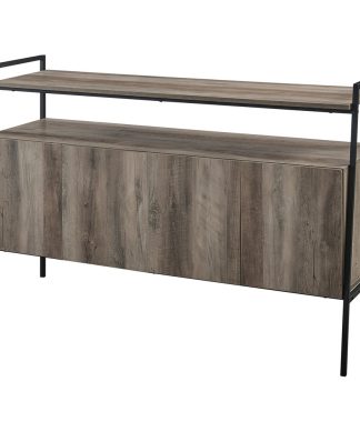 52" Urban Industrial TV Stand Storage Cabinet, Gray Wash