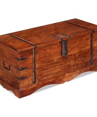 vidaXL Solid Wood Storage Chest Lockable Coffee Side Table Organizer Cabinet