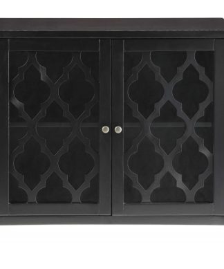 34"x15.4"x30" Black Mdf Cabinet