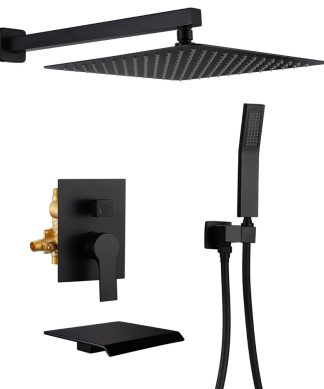 Wellfor Shower Faucet Set, 12" Rain Shower Head With Handheld Combo Set