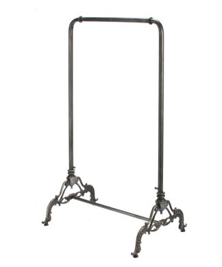 56"H Vintage Black Iron Metal Clothing Rack