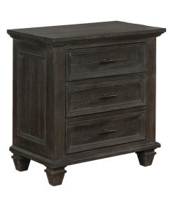 3 Drawers Nightstand With Metal Handles, Weathered Carbon