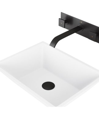 VIGO Vinca Handmade Matte Stone Vessel Sink Set With Wall Mount Faucet
