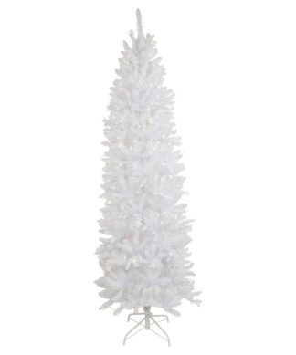 7.5' Pre-Lit Rapids White Pine Pencil Artificial Christmas Tree Clear Lights