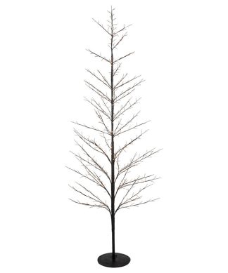 7' Flat Black Tree Warm White LED Copper Wire Lights