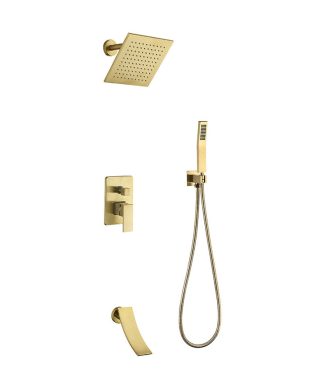 Waterfall Tub Spout Shower Faucet Set, Rain Shower Head Wall Mounted