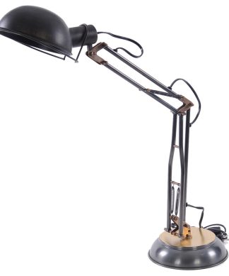 8"x14"x33" Brass Table, Spring Lamp On Round Base