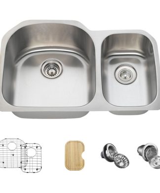 3121 Offset Stainless Steel Kitchen Sink, 16-Gauge, Wide Left, Ensemble