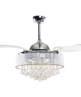 42 in Retractable Blades Ceiling Fan with Remote Control in Chrome