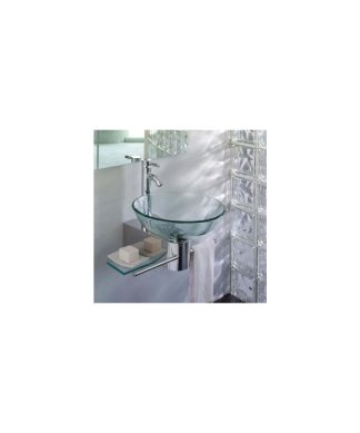 Wall Mount Bathroom Vanity Clear Glass Round Sink With Small Pedestal Set