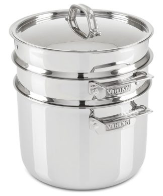 Viking 3-Ply 8 Qt Multi-Cooker/Pasta Pot With Bonus Steamer, Mirror Finish