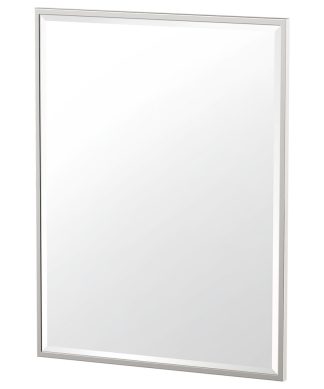 32.5" Flush Mount Framed Rectangle Wall Mirror, Satin Nickel
