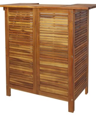 vidaXL Solid Wood Bar Table 43.3" w/ 2 Shelves Bistro Pub Outdoor Kitchen