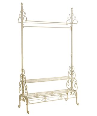 71.5"H Metal Garment Rack With Shelves, Cream