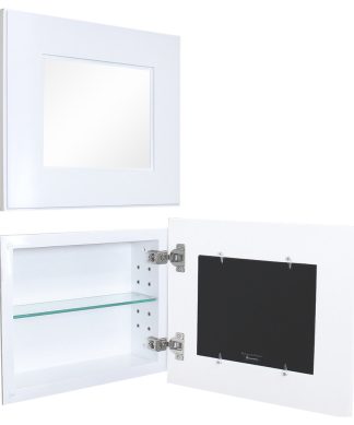 14x11 Landscape Mirrored Medicine Cabinet, Shaker White