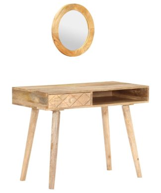 vidaXL Solid Mango Wood Dressing Table Cosmetic Mirror Makeup Desk Wooden
