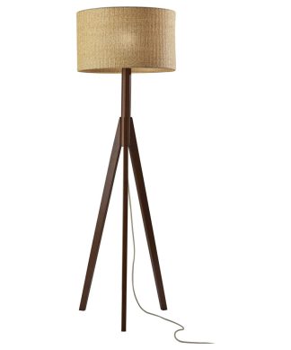 18.5"x18.5"x59" Walnut Wood Floor Lamp