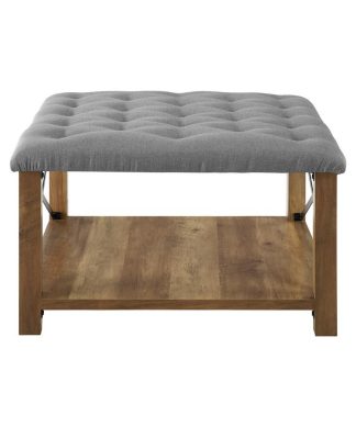 30" Farmhouse Tufted Ottoman - Grey