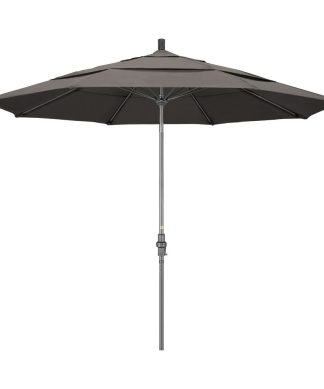 11' Grey Collar Tilt Crank Aluminum Umbrella, Taupe Pacifica