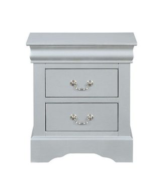 Wooden Nightstand with 2 Drawers, Platinum