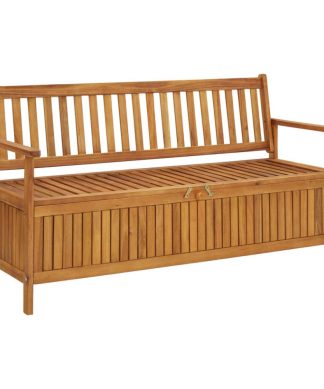 vidaXL Solid Acacia Wood Patio Storage Bench 58.3" Garden Outdoor Furniture