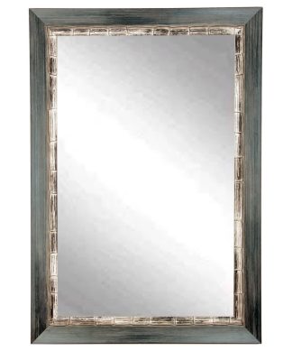 Weathered Harbor Wall Mirror with 3" Wooden Frame, Dark Gray Grain - 22" x 32"